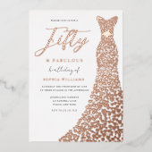 Roos Gold Dress Fabulous 50th Birthday Party Folie Uitnodiging (Voorkant)