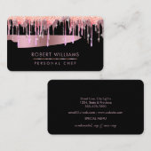 Roos Gold Drip Chef Kitchen Tools Knife Glitter Visitekaartje (Voorkant / Achterkant)