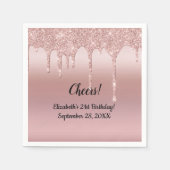 Roos Gold Dripping Glitter 21ste verjaardag Servet (Voorkant)