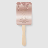 Roos Gold Dripping Glitter Metallic Shine Bruiloft Handwaaier (Achterkant)