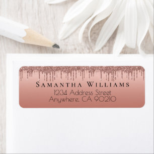 Roos Gold Dripping Glitter Return Address Labels