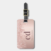 Roos Gold Drips Monogram Naam Bagagelabel (Voorkant verticaal)