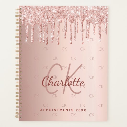 Roos Gold Drips Monogram Script 2025 Planner (Voorkant)