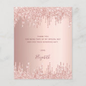 Roos Gold Drips Verjaardag Dank je kaart (Achterkant)