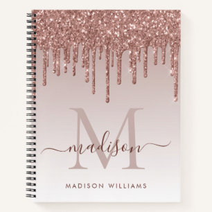 Roos Gold Drives Glitter Sparkle Monogram Script Notitieboek
