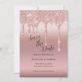 Roos Gold Driving Glitter Blush Pink QR code Save The Date (Voorkant)