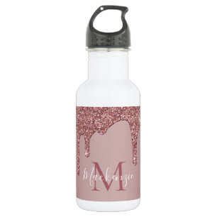 Roos Gold Driving Glitter Monogram Waterfles