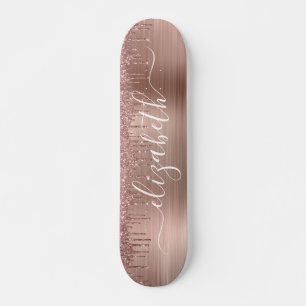 Roos Gold Driving Glitter op maat Skateboard