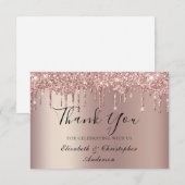 Roos Gold Driving Glitter Weddenschap Hartelijk da Bedankkaart (Voorkant / Achterkant)