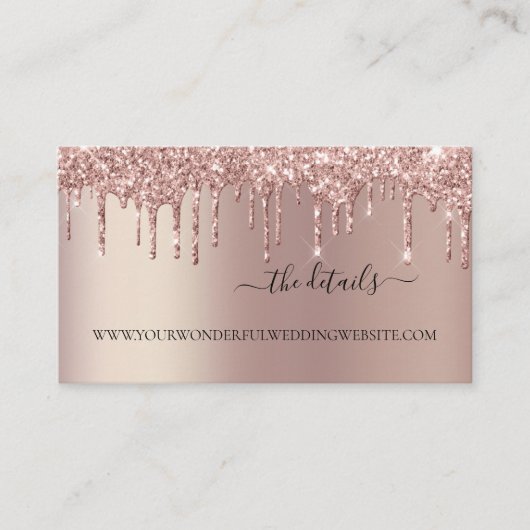 Roos Gold Driving Glitter Weddenschap QR-code Informatiekaartje (Voorkant)