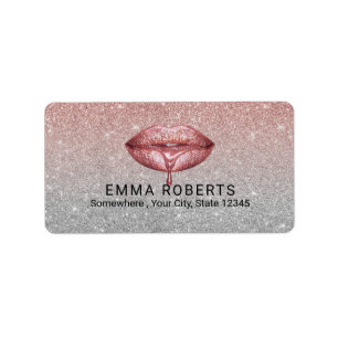 Roos Gold Driving Lips Silver Glitter Salon Etiket