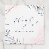 Roos Gold Dusty Blue Greenery Geometric Wedding Bedankjes Labels (Achterkant)