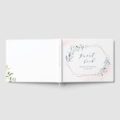 Roos Gold Dusty Blue Greenery Geometric Wedding Gastenboek (Volledig)