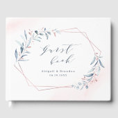 Roos Gold Dusty Blue Greenery Geometric Wedding Gastenboek (Voorkant)