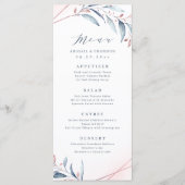 Roos Gold Dusty Blue Greenery Geometric Wedding Menu (Voorkant)