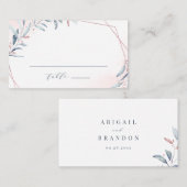 Roos Gold Dusty Blue Greenery Geometric Wedding Plaatskaartje (Voorkant / Achterkant)