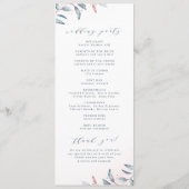 Roos Gold Dusty Blue Greenery Geometric Wedding Programma (Achterkant)