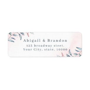 Roos Gold Dusty Blue Greenery Return Address Label