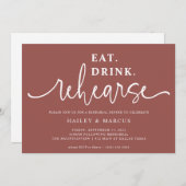 Roos Gold Eat Drink Rehearings Dinner Kaart (Voorkant / Achterkant)