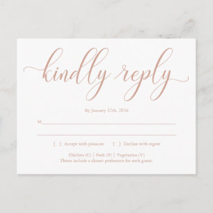 Roos Gold Elegant Calligraphy RSVP Briefkaart