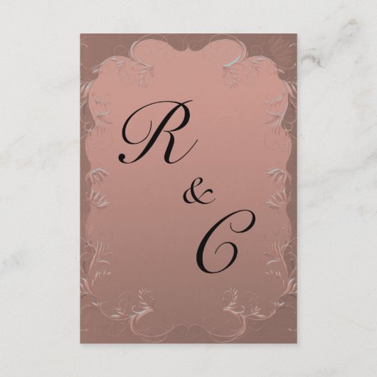 Roos Gold Elegant Damask Wedding Reception Informatiekaartje (Achterkant)