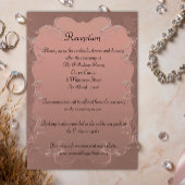 Roos Gold Elegant Damask Wedding Reception Informatiekaartje