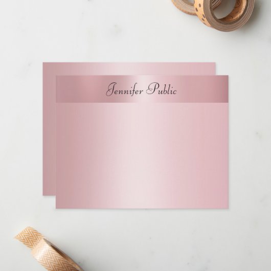 Roos Gold Elegant Hand Script Naam Tekst Sjabloon (Voorkant / Achterkant in situ)