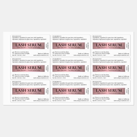 Roos Gold Elegant Lash Serum Mascara Tube Wrapper Labels (Vel)
