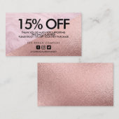 Roos Gold Elegant marmer Korting Hartelijk dank Visitekaartje (Voorkant / Achterkant)