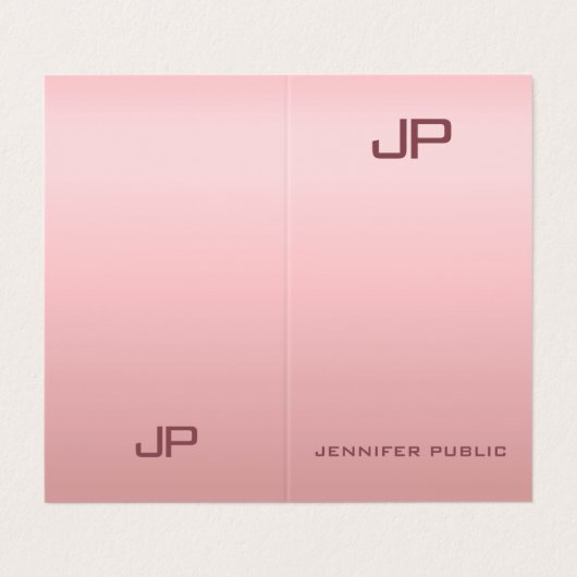 Roos Gold Elegant Modern Simple Monogram Sjabloon Visitekaartjes (Buitenkant ongevouwen)