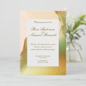 Roos Gold Elegant Monogram Huwelijksuitnodiging Kaart (Staand voorkant)