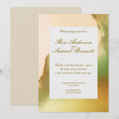 Roos Gold Elegant Monogram Huwelijksuitnodiging Kaart (Voorkant / Achterkant)