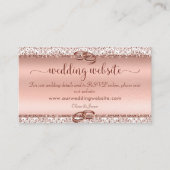 Roos Gold Elegant Monogram Weddenschap Website Informatiekaartje (Voorkant)