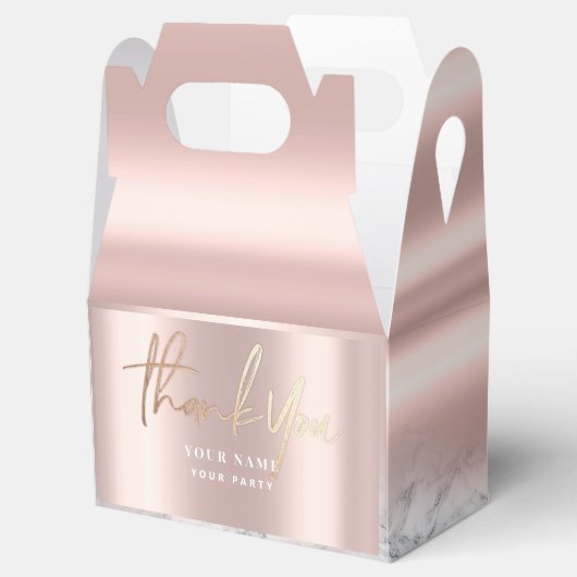 Roos Gold Elegant Roze Roche Folie Marmer Bedankdoosjes (Geopend)