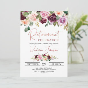 Roos Gold Elegant Script Surprise Retirement Party Kaart