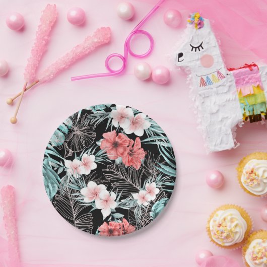 Roos Gold Elegant Tropical Botanical Luau Papieren Bordje (Feest)