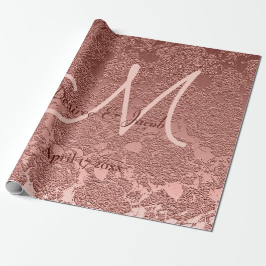 Roos Gold Elegant Weddenschappen Reception Monogra Cadeaupapier (Uitgerold)