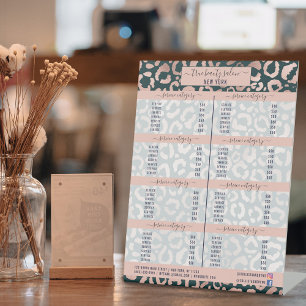 Roos Gold Emerald Leopard-prijslijst Reclamebord Met Voetstuk