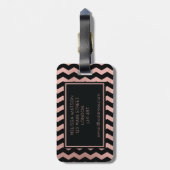 Roos Gold en Black Chevron Bagagelabel (Achterkant verticaal)