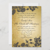Roos Gold en Black Rozen Wedding Kaart (Voorkant)