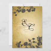 Roos Gold en Black Rozen Wedding Kaart (Achterkant)