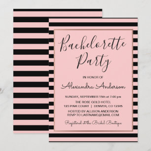 Roos Gold en Black Stripe Bachelorette Party Kaart