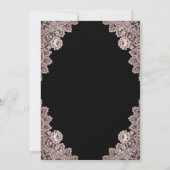Roos Gold en Black Wedding Invitation Kaart (Achterkant)