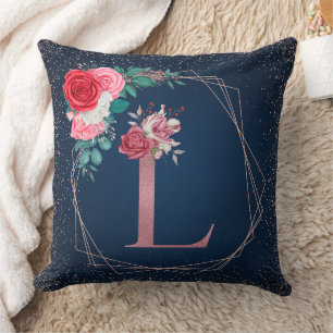 Roos Gold en Blue L Monogram Florence Sierkussenne Kussen