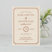 Roos Gold en Blush Art Deco Opslaan Datum Folie Uitnodiging (Staand Voorkant)