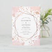 Roos Gold en Blush Geometric Wedding Invitation Kaart (Staand voorkant)