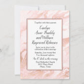 Roos Gold en Blush Marbled Wedding Invitation Kaart (Voorkant)