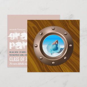 Roos Gold en Blush Nautical Afstuderen Foto Invi Kaart