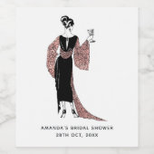 Roos Gold en Blush Pink Art Deco Wine Wijn Etiket (Enkel label)