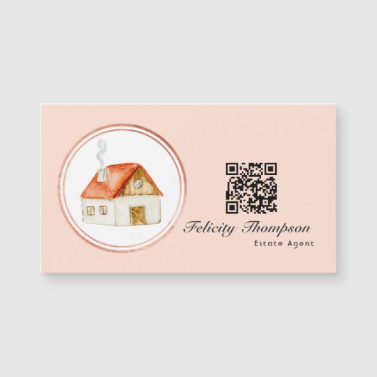Roos Gold en Blush Pink Estate Agent QR-code (Voorkant)